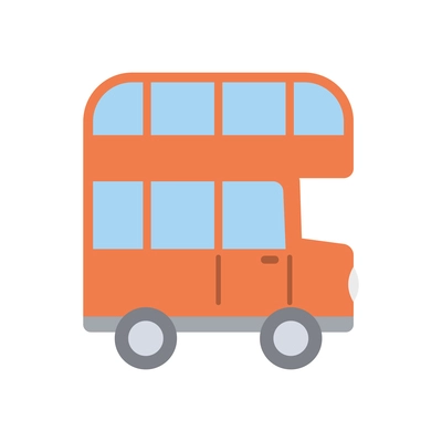 Flat icon with orange double decker bus side view vector illustration