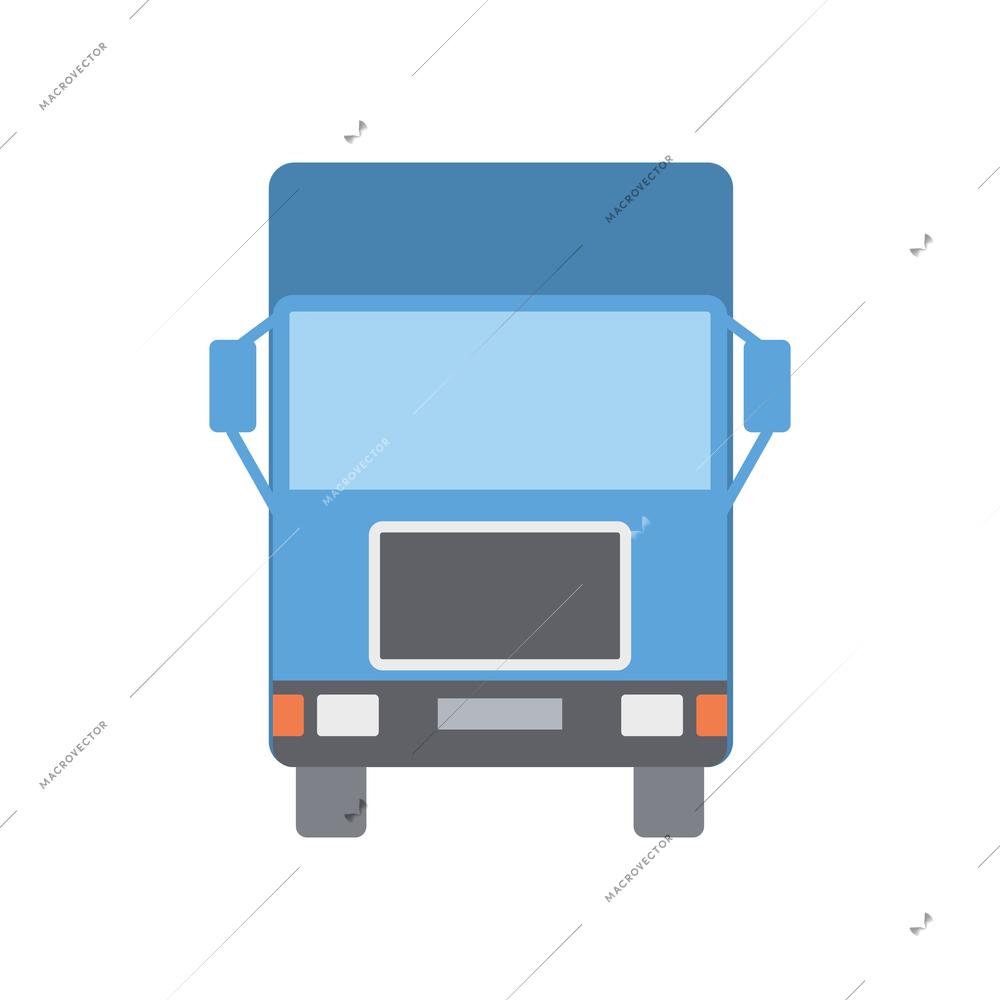 Blue front view truck flat icon on white background vector illustration