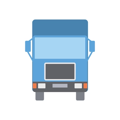 Blue front view truck flat icon on white background vector illustration