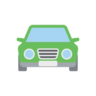 Flat icon with green automobile front view vector illustration