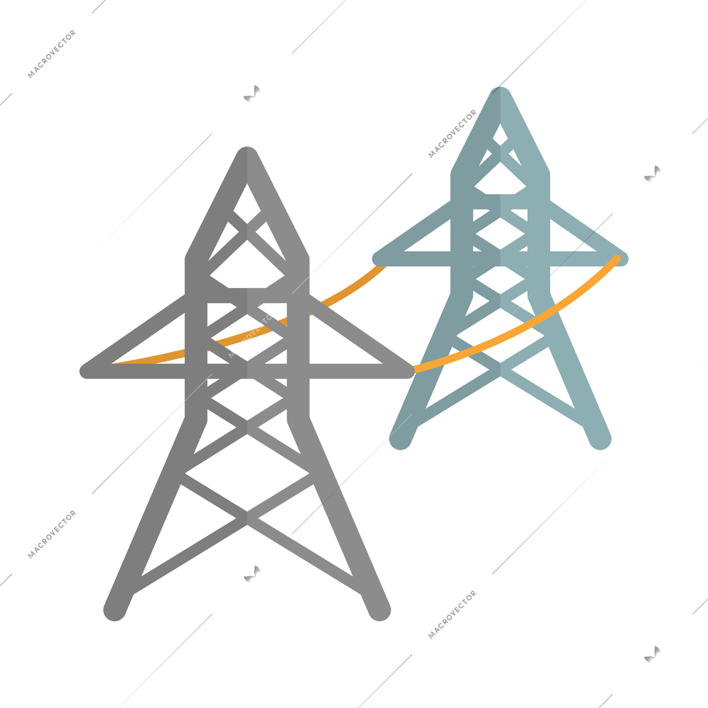 Flat icon with high voltage power line towers vector illustration