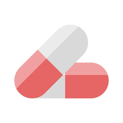 Flat icon with two red and white medication capsules vector illustration