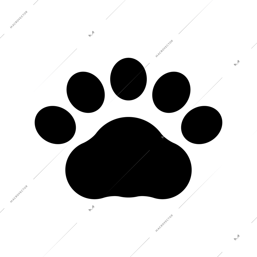 Black bear paw footprint flat icon vector illustration