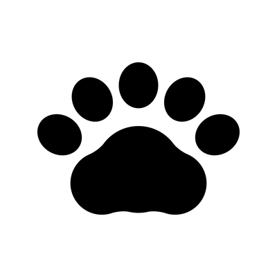 Black bear paw footprint flat icon vector illustration