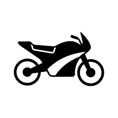 Flat black icon with motorcycle on white background vector illustration