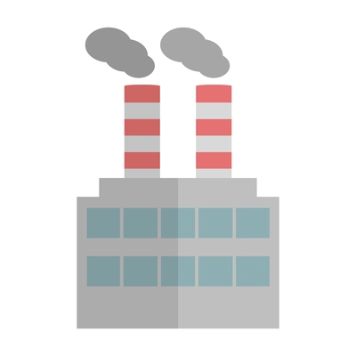 Factory emitting toxic smoke from chimneys flat icon vector illustration