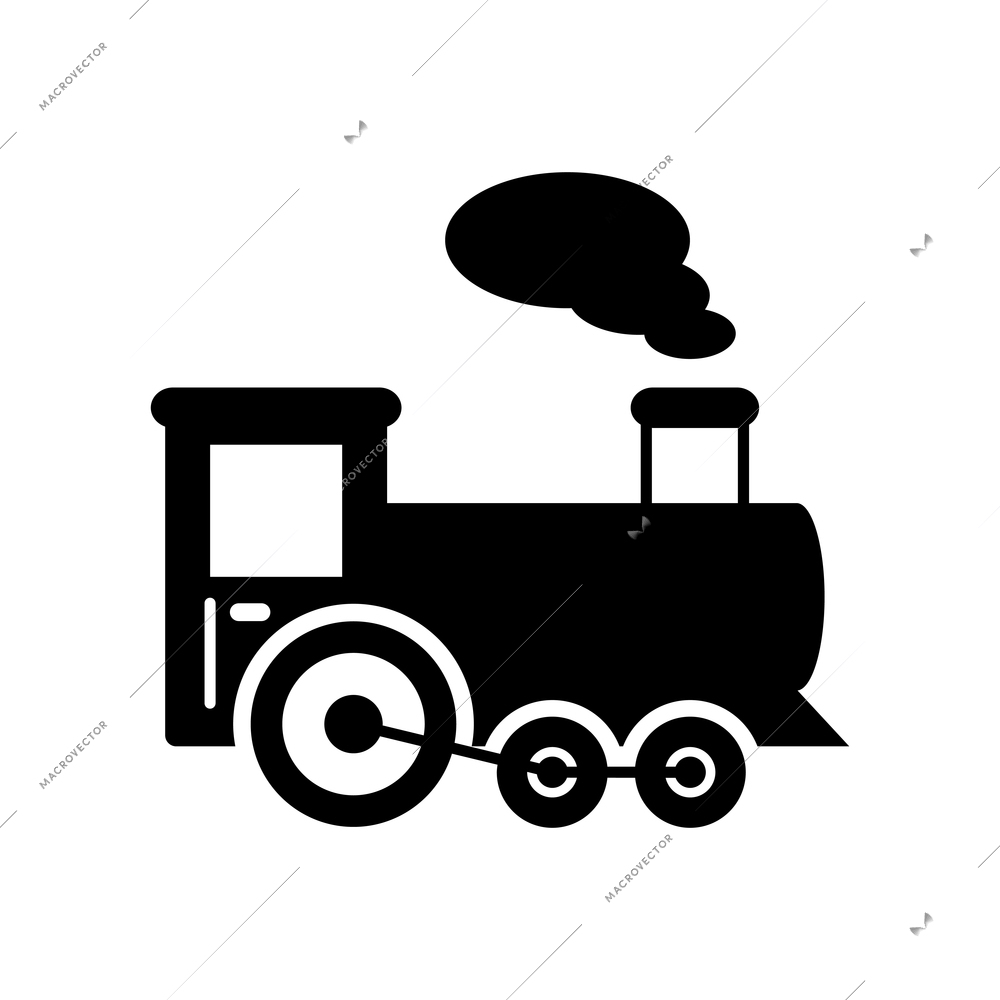 Flat black icon with steam locomotive vector illustration