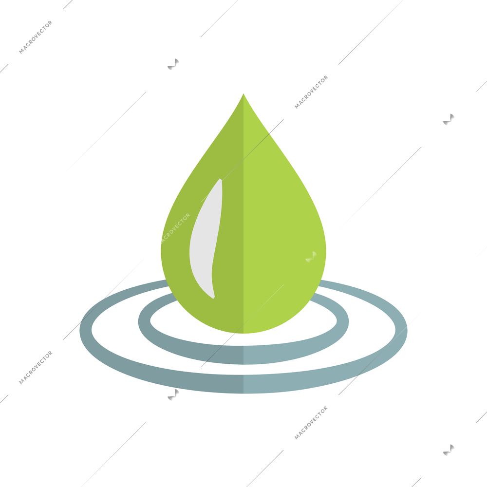 Green water drop eco symbol flat icon vector illustration