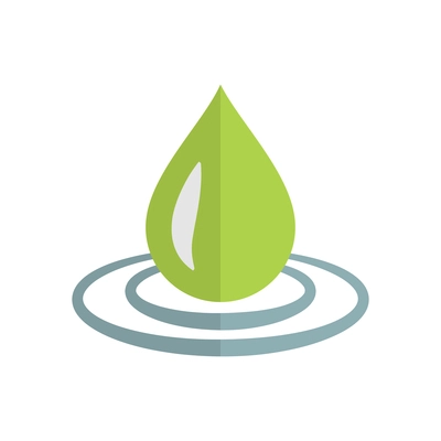 Green water drop eco symbol flat icon vector illustration