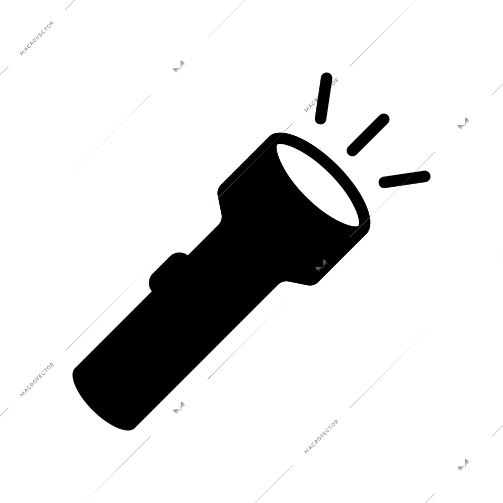 Black flat icon with flashlight vector illustration