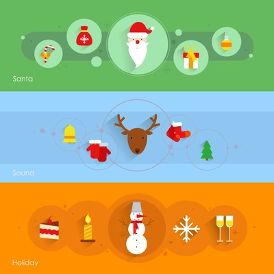 Christmas banner set with santa holiday sound isolated vector illustration