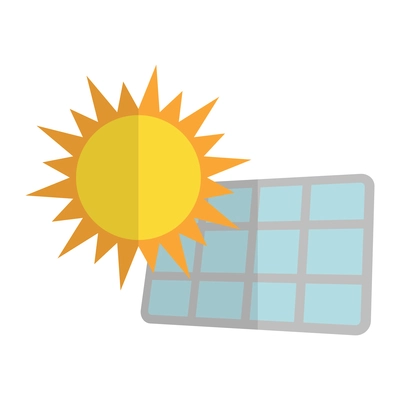 Energy power flat icon with sun and solar panel vector illustration