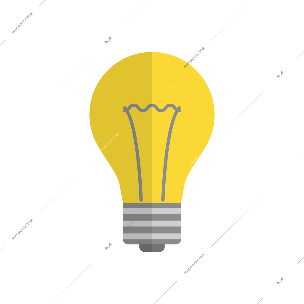 Flat icon of yellow light bulb vector illustration