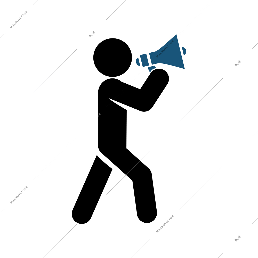 Character holding megaphone flat icon vector illustration