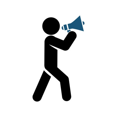 Character holding megaphone flat icon vector illustration