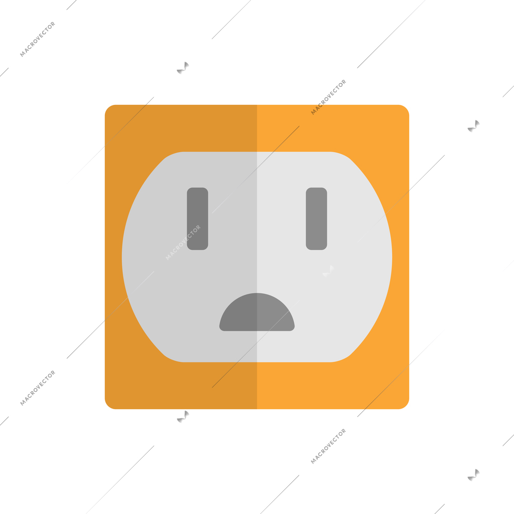Flat color icon with electric power socket vector illustration