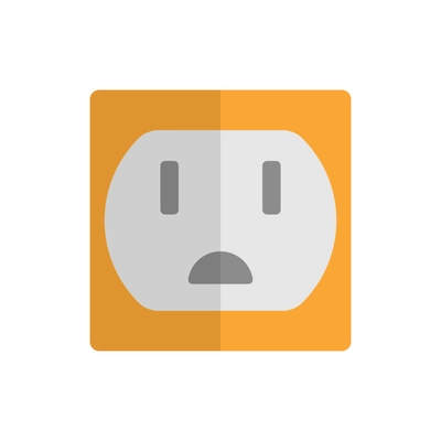 Flat color icon with electric power socket vector illustration