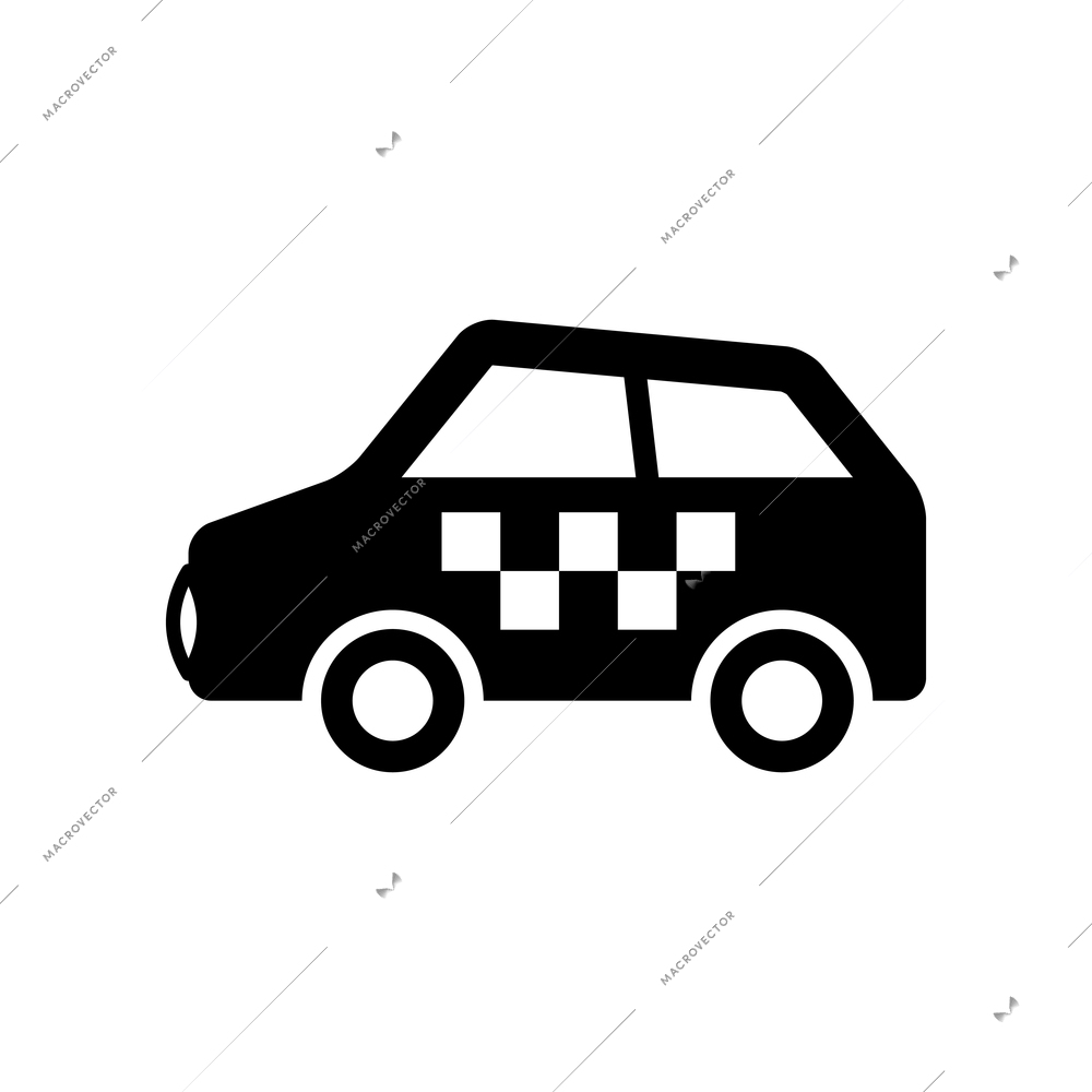 Black color taxi car icon flat vector illustration