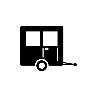 Flat black icon with car trailer vector illustration