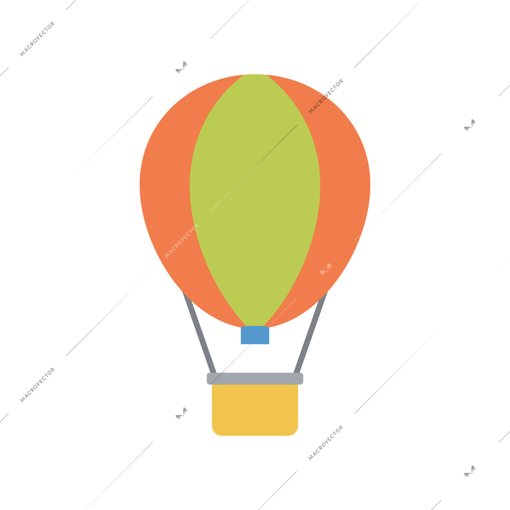 Flying colored hot air balloon flat icon vector illustration