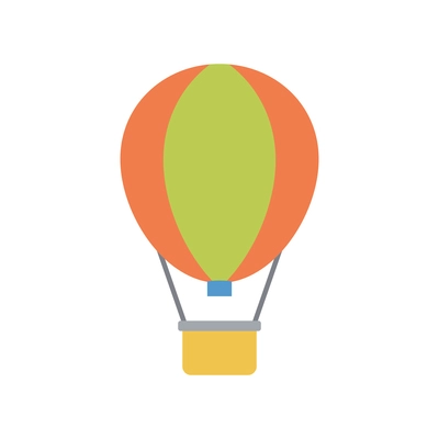 Flying colored hot air balloon flat icon vector illustration