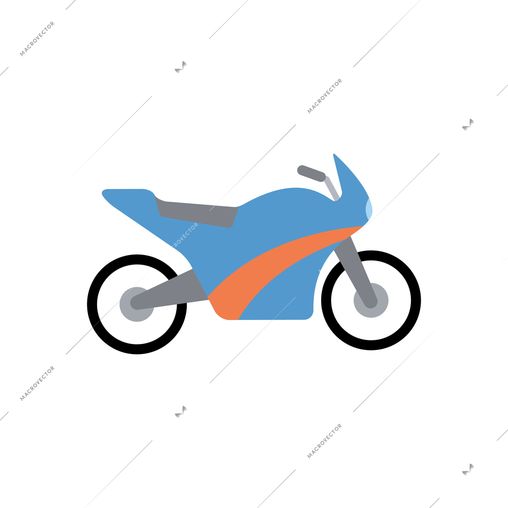 Flat icon with colored motorbike side view vector illustration