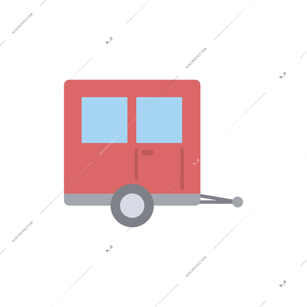 Red car trailer flat icon vector illustration