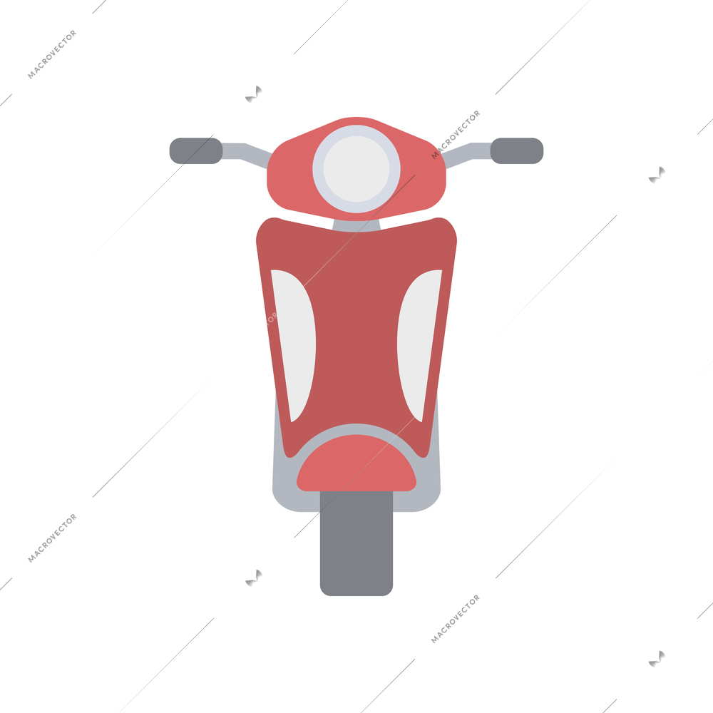 Red front view motorcycle flat icon vector illustration