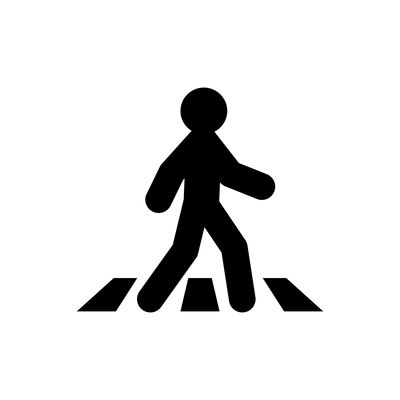 Pedestrian crosswalk flat black icon vector illustration