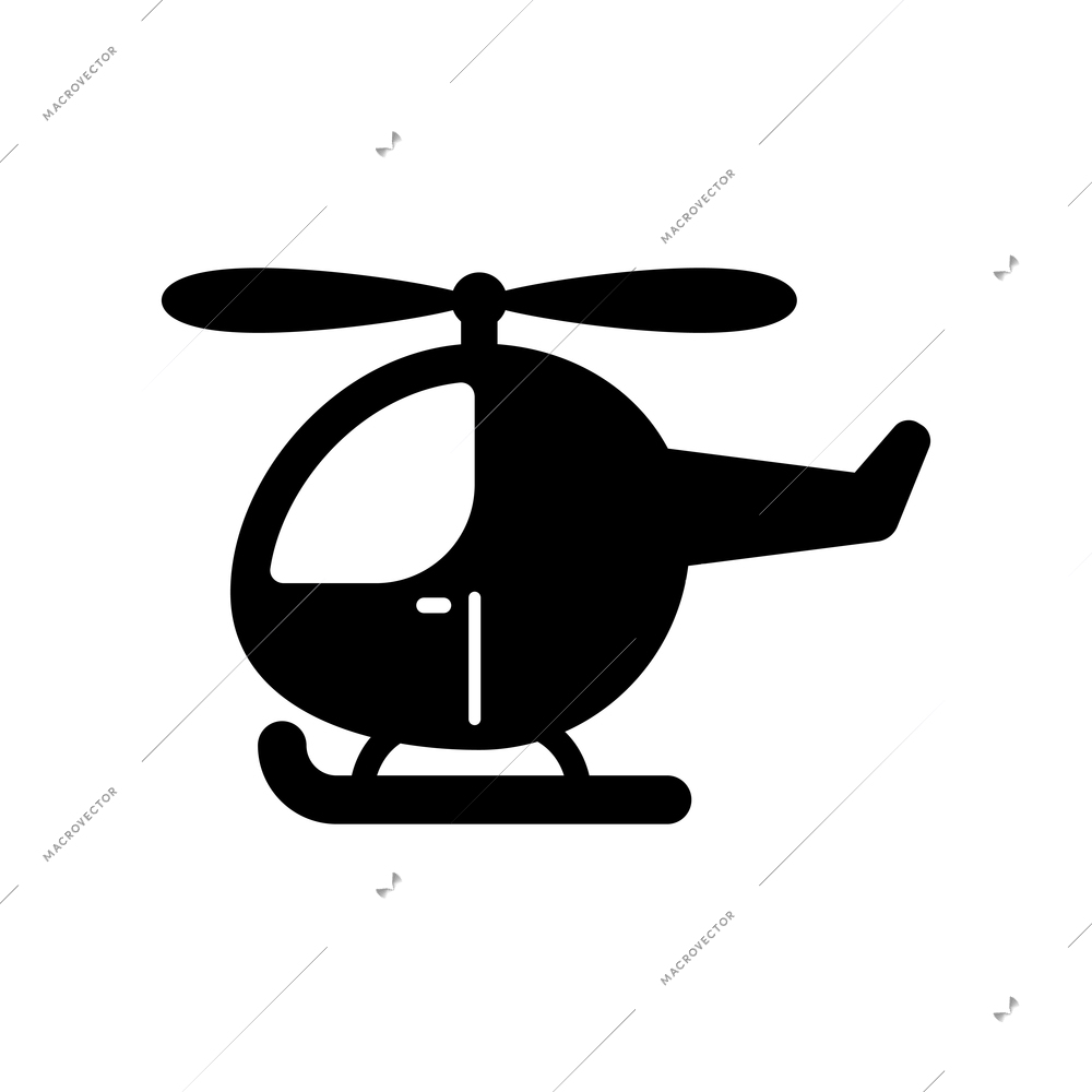 Side view helicopter black pictogram flat vector illustration