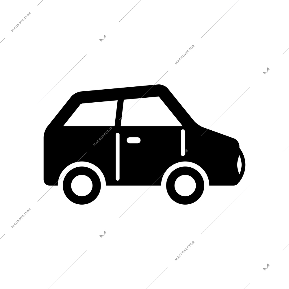 Flat black icon with passenger automobile vector illustration