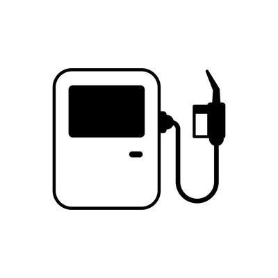 Petrol station with pump nozzle flat black icon vector illustration