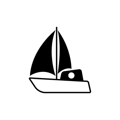 Black and white pictogram with sailing boat vector illustration