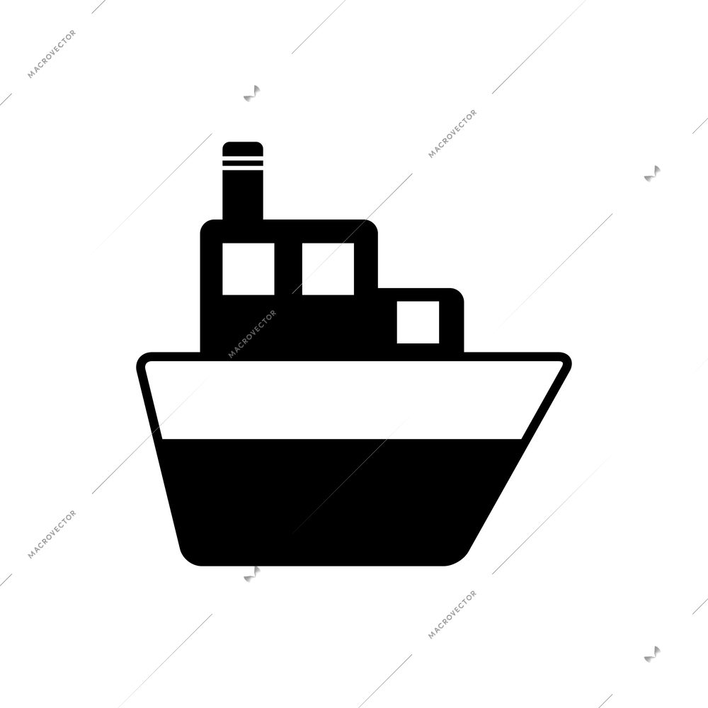 Flat black pictogram with ship on white background vector illustration
