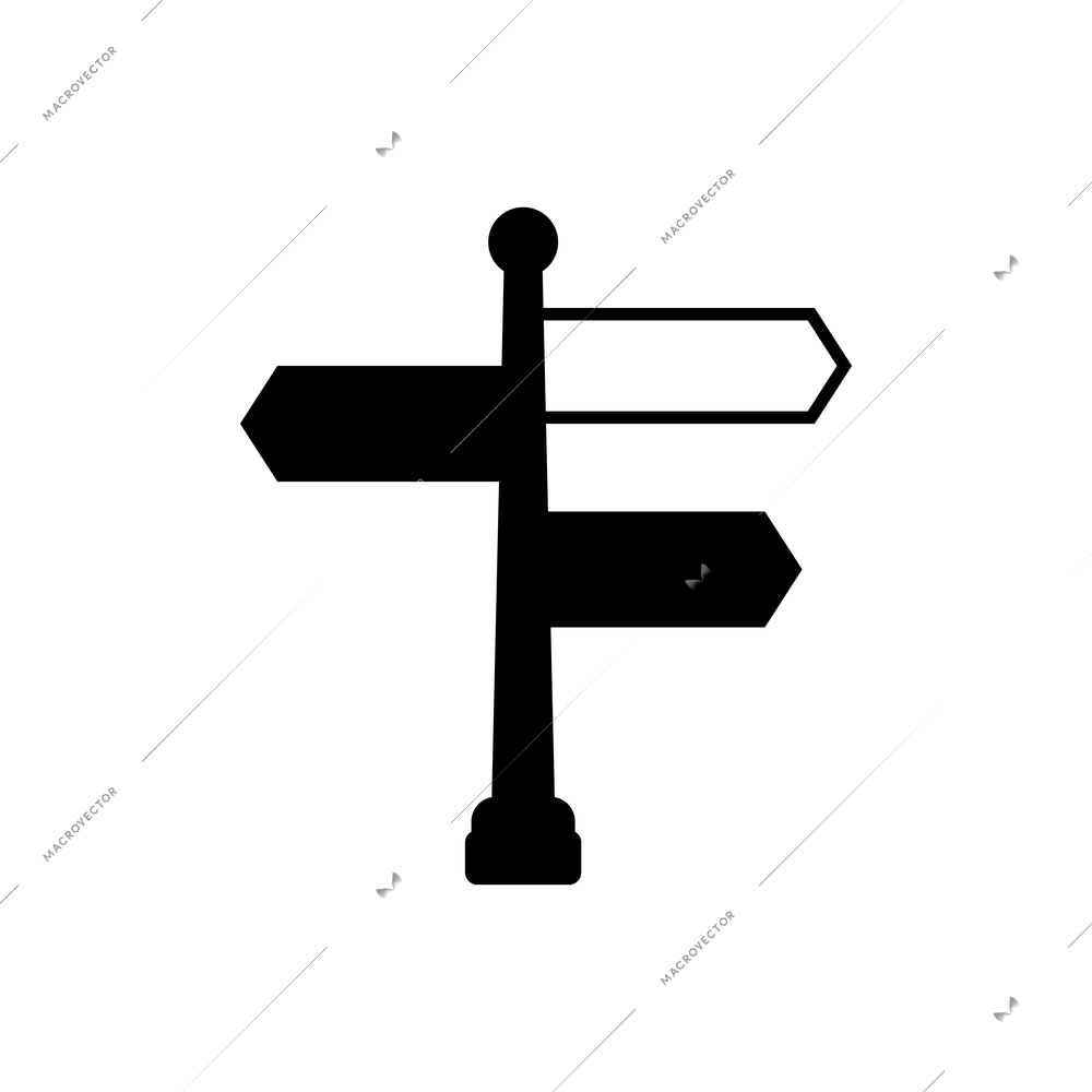 Road signpost flat black icon vector illustration