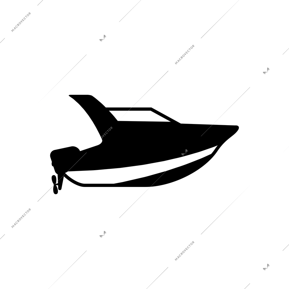 Motor yacht flat black pictogram vector illustration