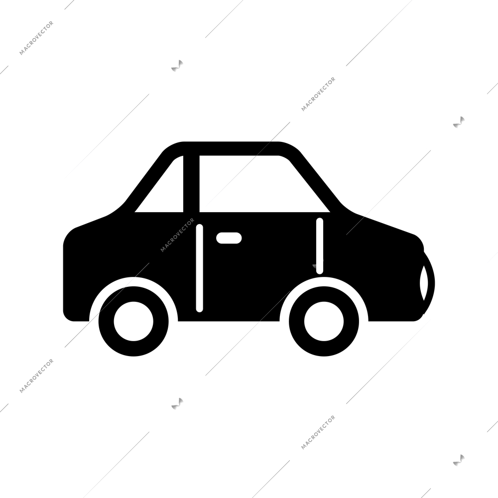 Transportation flat black pictogram with passenger car vector illustration