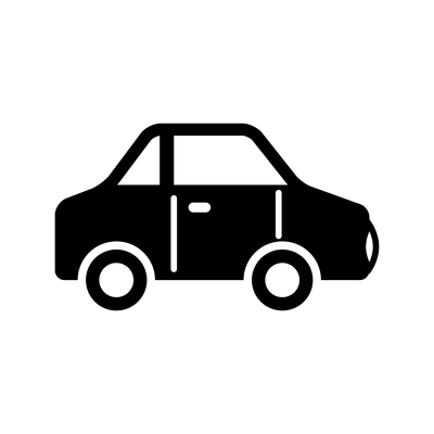 Transportation flat black pictogram with passenger car vector illustration