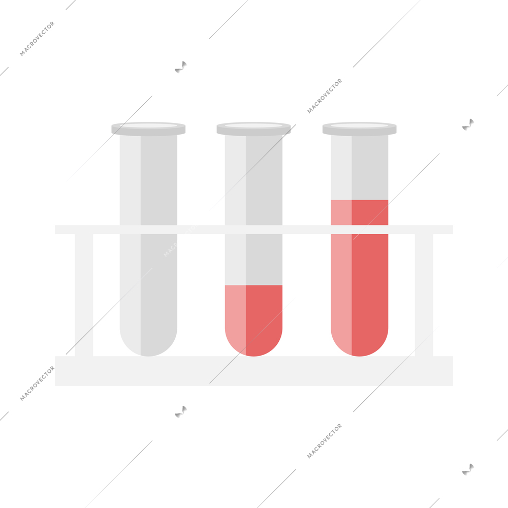 Empty and with blood or liquid laboratory test tubes flat icon vector illustration