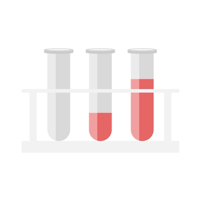 Empty and with blood or liquid laboratory test tubes flat icon vector illustration