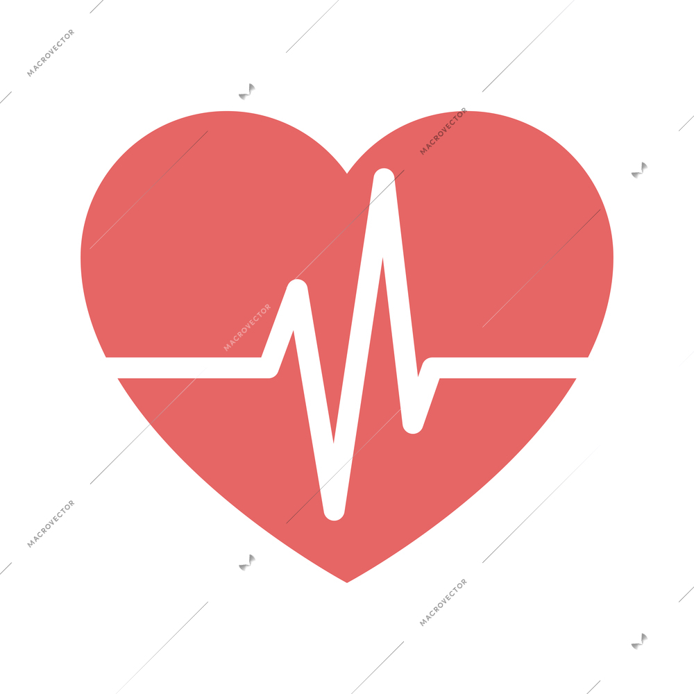 Red heart rate flat icon on white background vector illustration