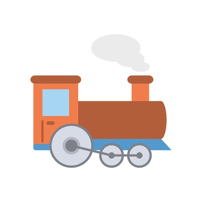 Flat steam locomotive icon side view vector illustration