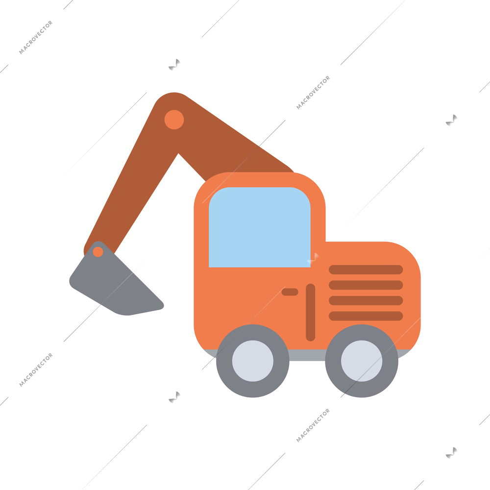 Flat excavator icon element on white background vector illustration