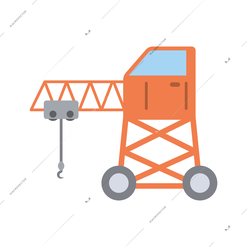 Color industrial crane flat icon vector illustration