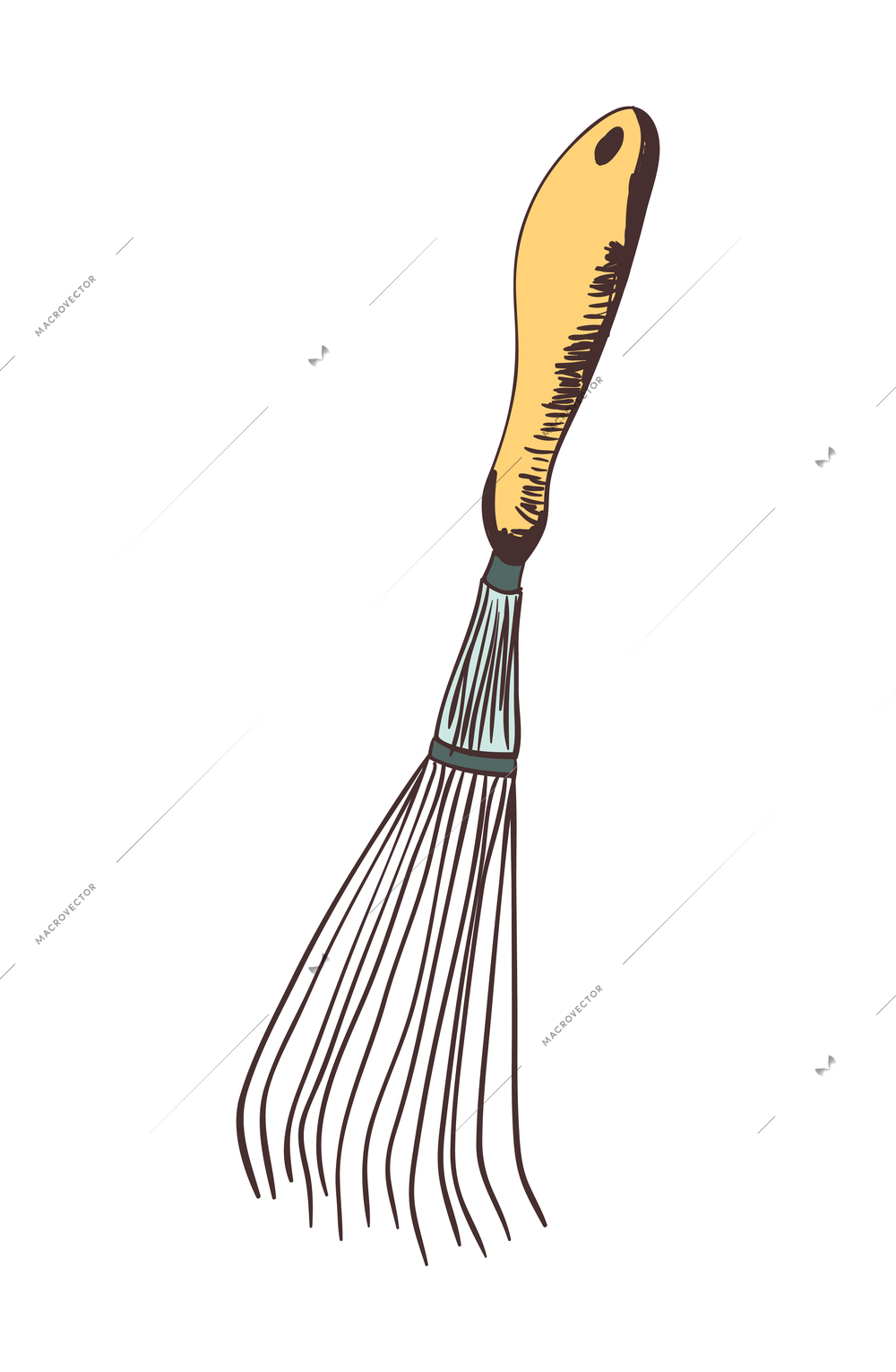 Small hand drawn garden rake on white background vector illustration