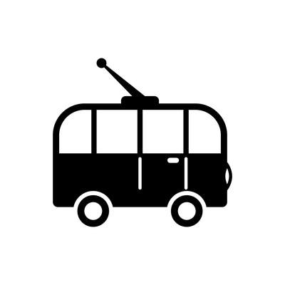 Flat black icon with trolleybus on white background vector illustration