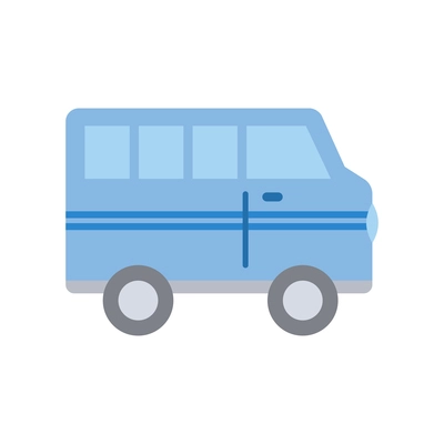 Blue bus side view flat icon vector illustration