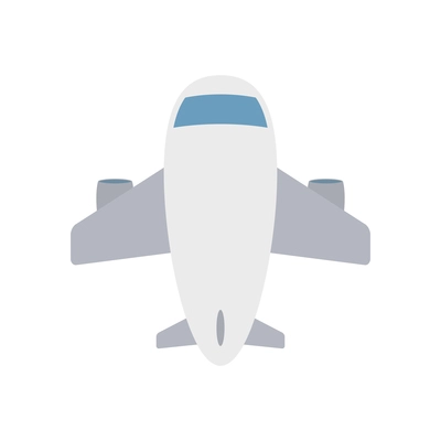 Flat icon with top view of white airplane vector illustration