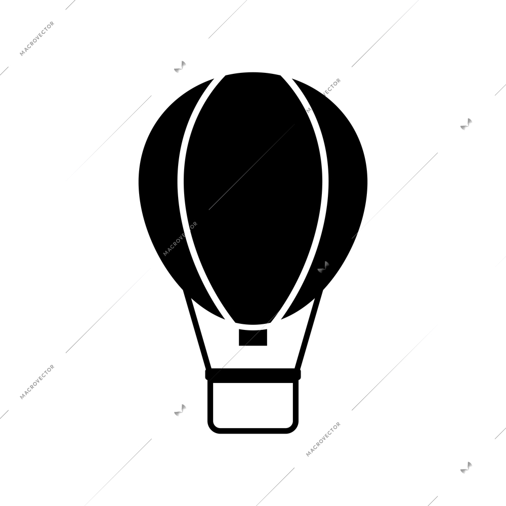 Hot air balloon black pictogram on white background vector illustration