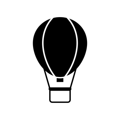 Hot air balloon black pictogram on white background vector illustration